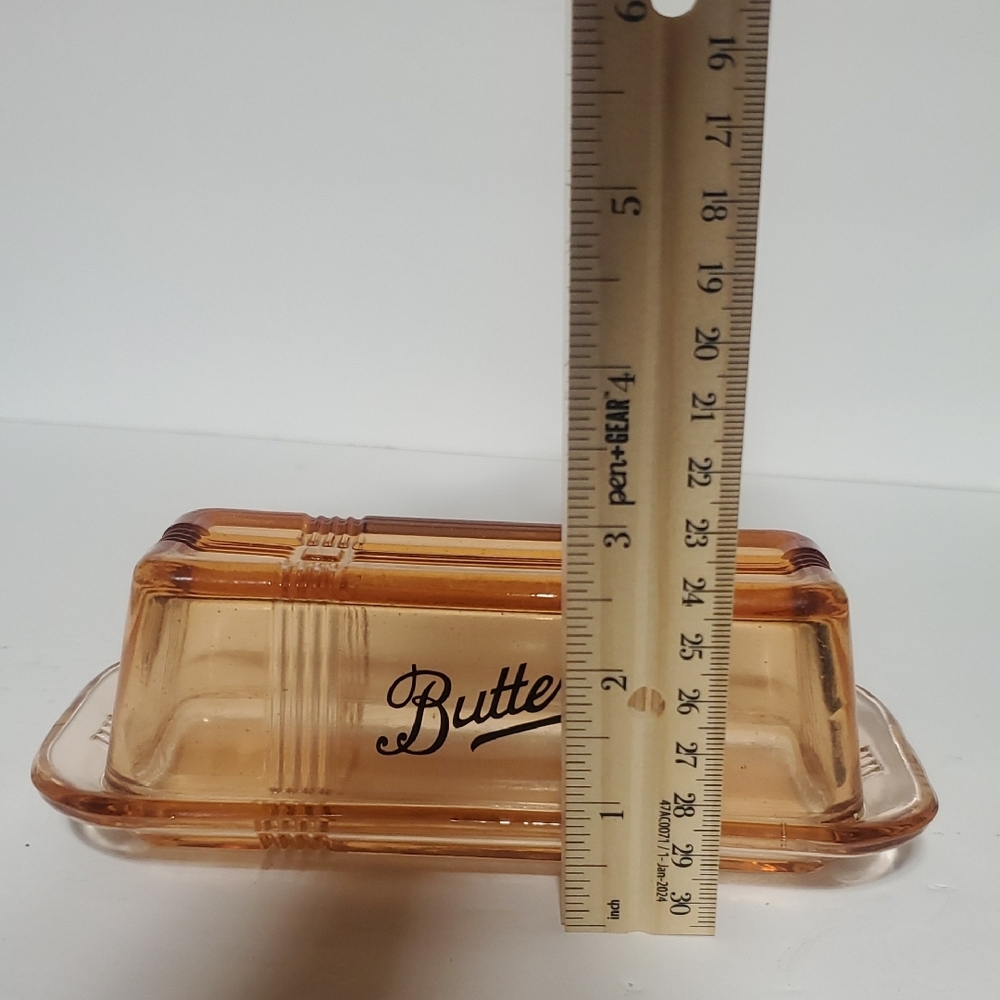 Amber Glass Butter Dish - Picture 5 of 6